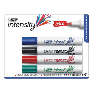 BIC® Intensity Bold Tank-style Dry Erase Marker, Broad Chisel Tip, Assorted Colors, 4-set freeshipping - TVN Wholesale